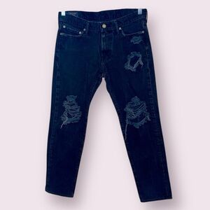 Abercrombie & Fitch Langdon Skinny Jeans Black Distressed With Holes Size 30